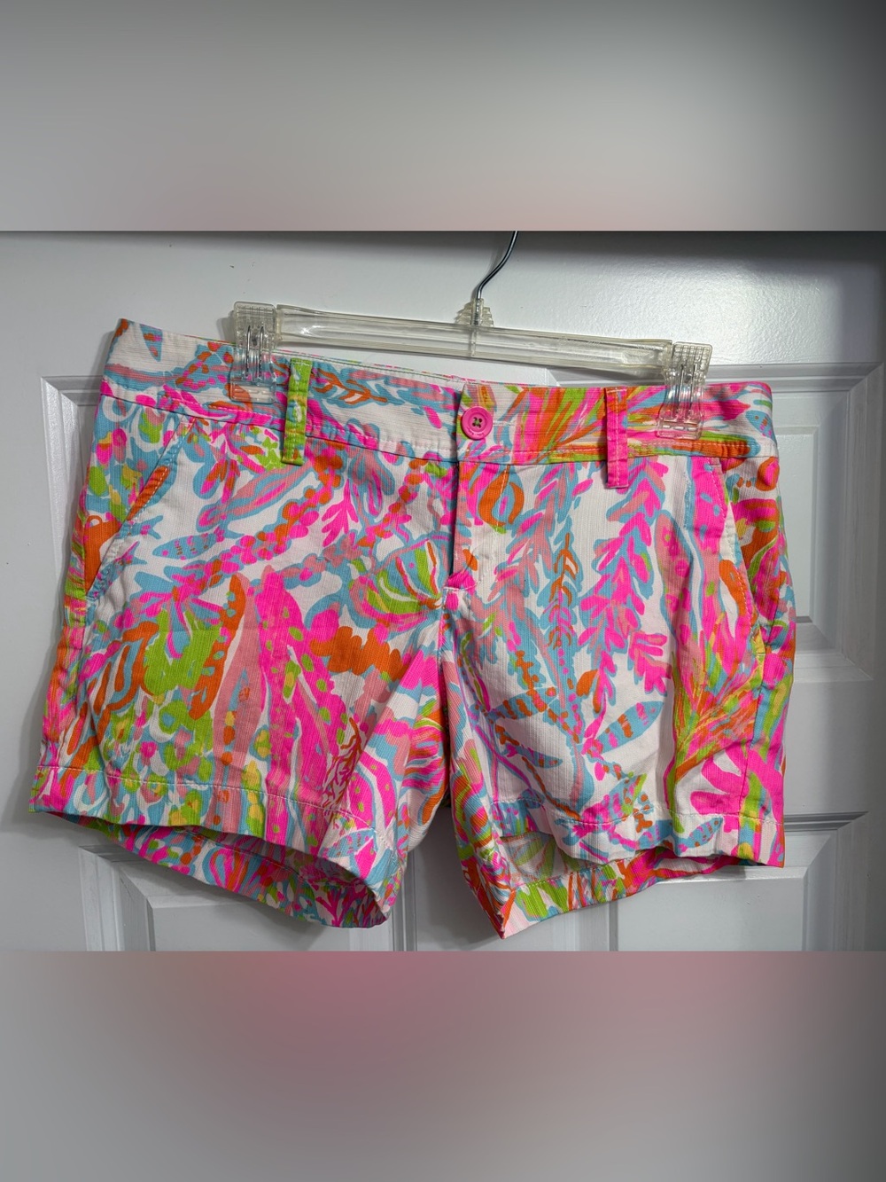 Lilly Pulitzer Vibrant Pink Multi-Color Women's Callahan Shorts sz 6